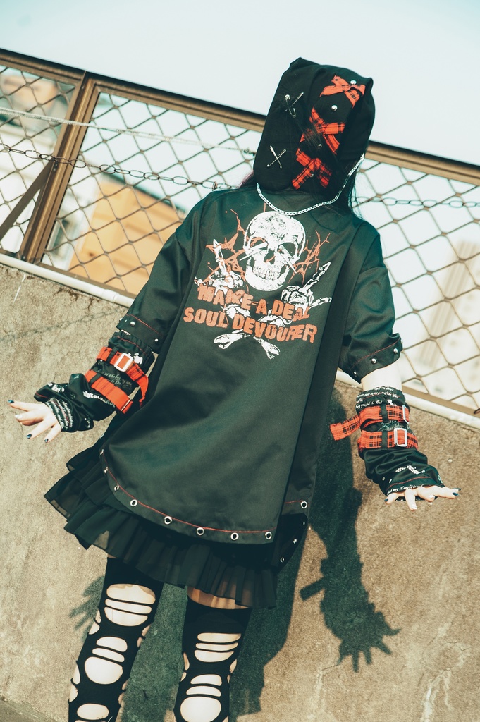 Jillpunk 王道パンク ロック エモパンク バンギャ 兄系ファッション パンクの心 ドクロ柄 ネクタイ アームカバー付き ドレスシャツ メンズ レディーズ V系 おしゃれ男女兼用カッコいい