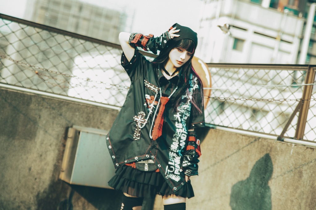 Jillpunk 王道パンク ロック エモパンク バンギャ 兄系ファッション パンクの心 ドクロ柄 ネクタイ アームカバー付き ドレスシャツ メンズ レディーズ V系 おしゃれ男女兼用カッコいい