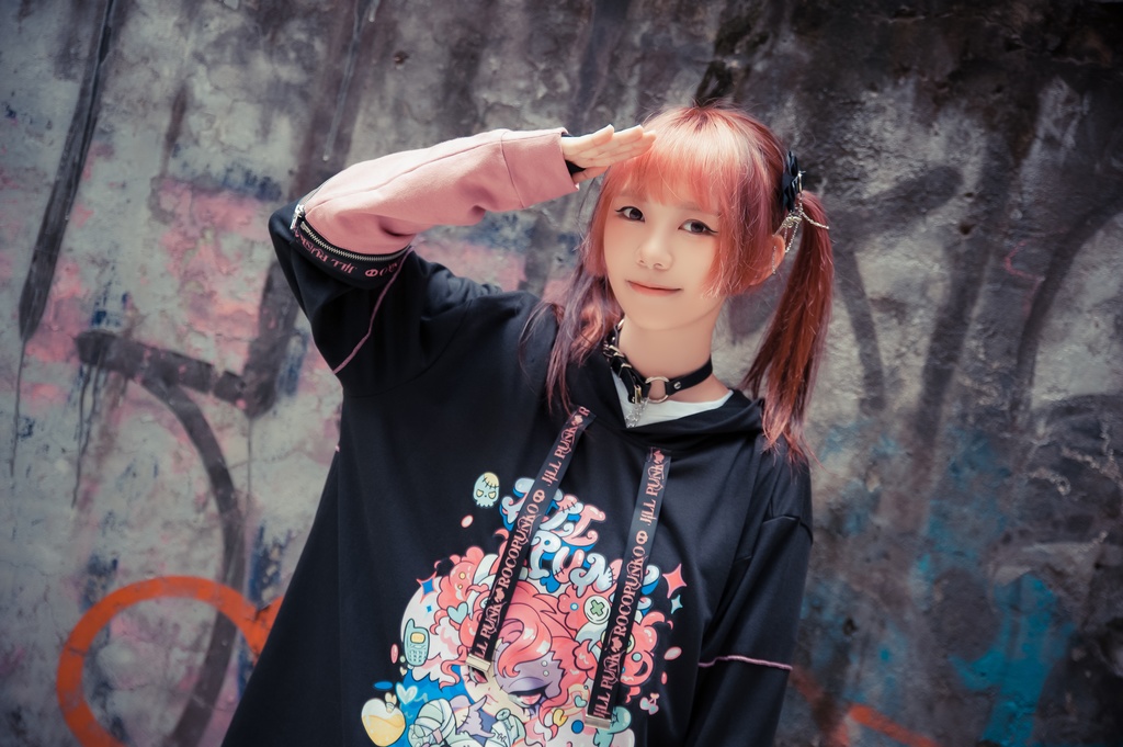 Jillpunk 地雷系 ダーク 病みかわ 派手かわ 原宿ファッション ゾンビガール 取り外し可能袖 ゆったり 飾り縫い 半袖 パーカーオリジナル 可愛い おしゃれ 男女兼用 秋葉系