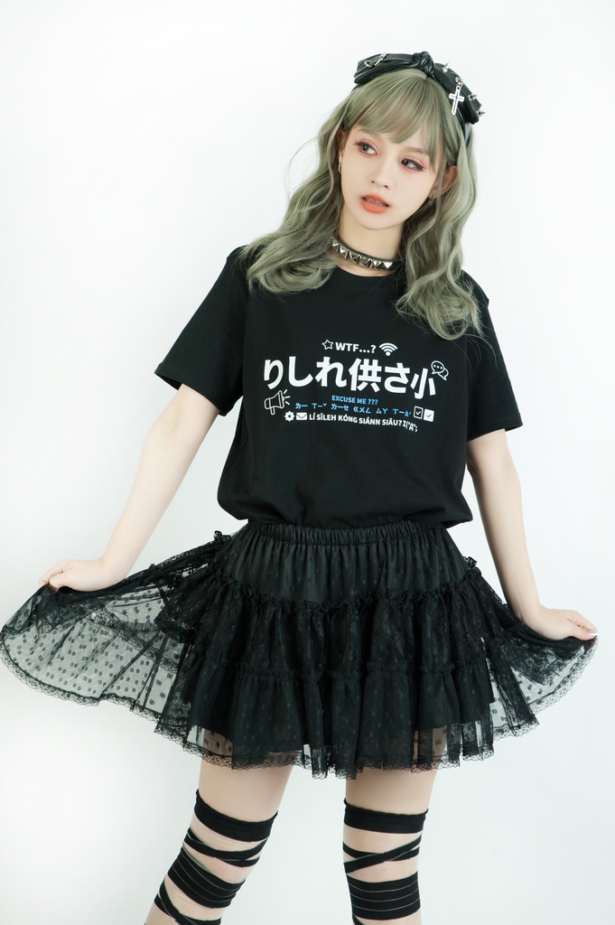 Jillpunk 二次コン 偽日本語 りしれ供さ小=いい加減しなさい 超かわいい お宅 顔文字 仮名漢字プリント ゆったり 100%綿 半袖Tシャツ オリジナル メンズ レディー おしゃれ大きいサイズ男女兼用ファッション秋葉系