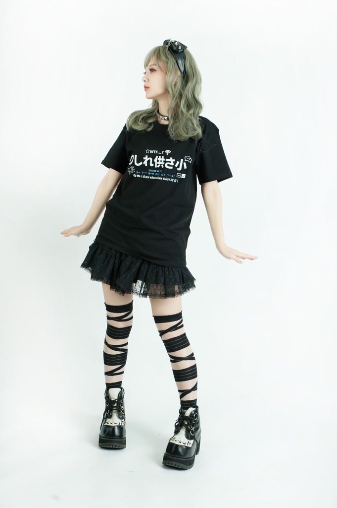 Jillpunk 二次コン 偽日本語 りしれ供さ小=いい加減しなさい 超かわいい お宅 顔文字 仮名漢字プリント ゆったり 100%綿 半袖Tシャツ オリジナル メンズ レディー おしゃれ大きいサイズ男女兼用ファッション秋葉系