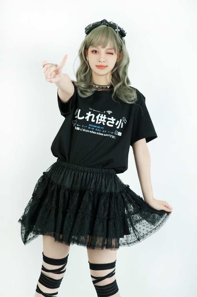 Jillpunk 二次コン 偽日本語 りしれ供さ小=いい加減しなさい 超かわいい お宅 顔文字 仮名漢字プリント ゆったり 100%綿 半袖Tシャツ オリジナル メンズ レディー おしゃれ大きいサイズ男女兼用ファッション秋葉系