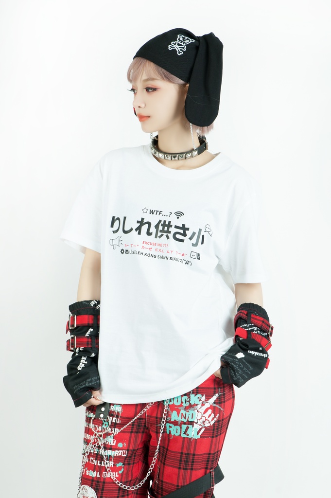 Jillpunk 二次コン 偽日本語 りしれ供さ小=いい加減しなさい 超かわいい お宅 顔文字 仮名漢字プリント ゆったり 100%綿 半袖Tシャツ オリジナル メンズ レディー おしゃれ大きいサイズ男女兼用ファッション秋葉系