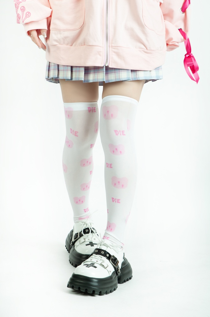 Jillpunk台湾刺青師菊子コラボ メンヘラ ヤンデレ ロリータ ゆめカワ ウサギ治療院 ハートチャーム レースヘム セーラーカラー リボン袖ジャケット 膝上靴下 ハイソックス オリジナル 可愛い おしゃれ ファッション 秋葉系