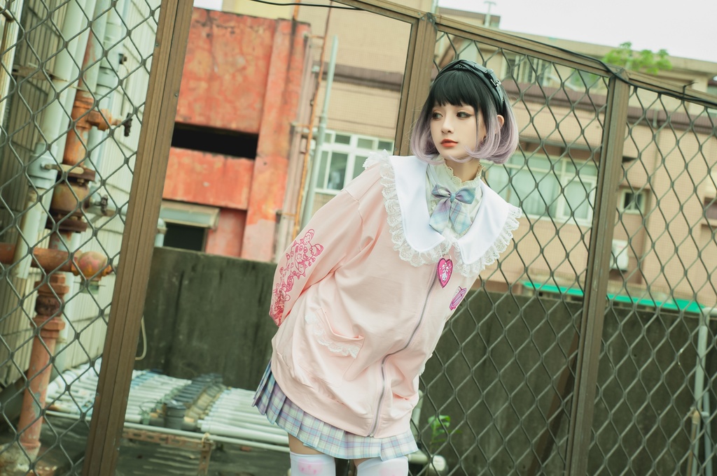 Jillpunk台湾刺青師菊子コラボ メンヘラ ヤンデレ ロリータ ゆめカワ ウサギ治療院 ハートチャーム レースヘム セーラーカラー リボン袖ジャケット 膝上靴下 ハイソックス オリジナル 可愛い おしゃれ ファッション 秋葉系