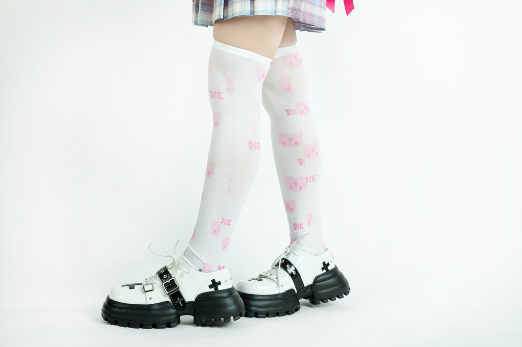 Jillpunk台湾刺青師菊子コラボ メンヘラ ヤンデレ ロリータ ゆめカワ ウサギ治療院 ハートチャーム レースヘム セーラーカラー リボン袖ジャケット 膝上靴下 ハイソックス オリジナル 可愛い おしゃれ ファッション 秋葉系