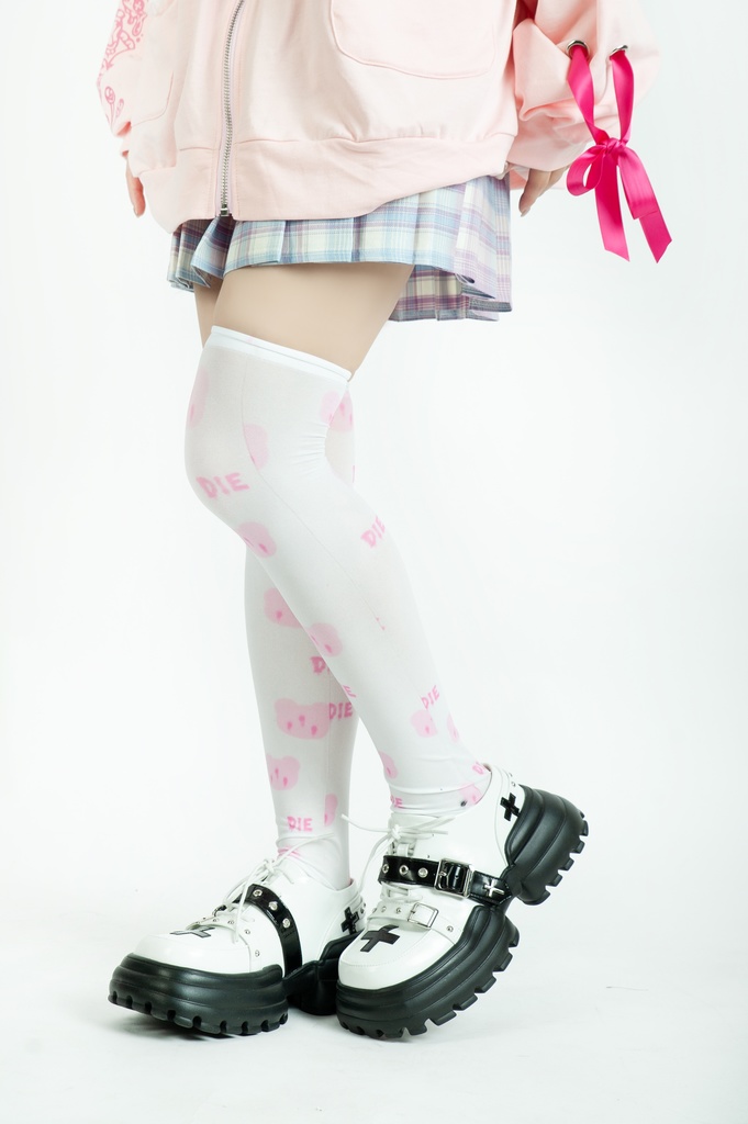 Jillpunk台湾刺青師菊子コラボ メンヘラ ヤンデレ ロリータ ゆめカワ ウサギ治療院 ハートチャーム レースヘム セーラーカラー リボン袖ジャケット 膝上靴下 ハイソックス オリジナル 可愛い おしゃれ ファッション 秋葉系