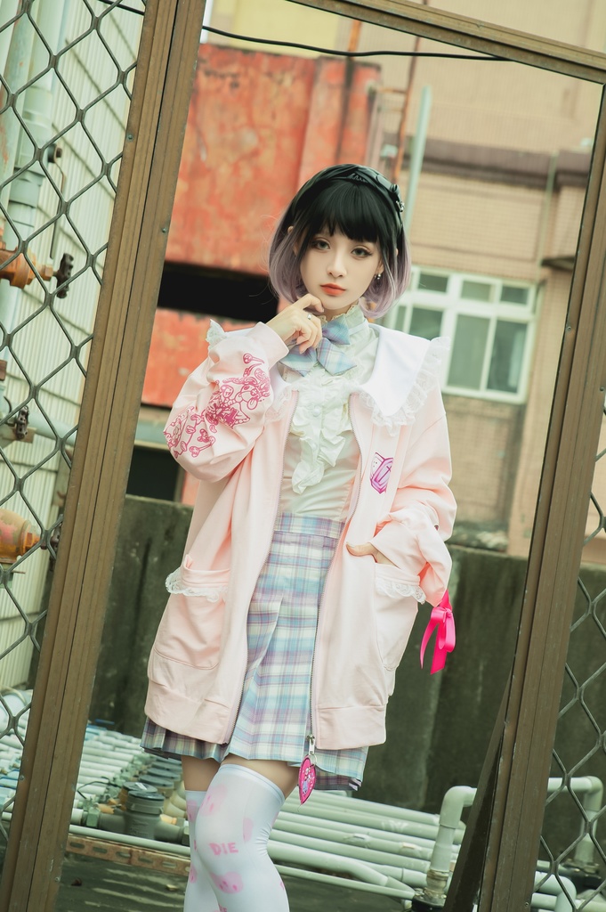 Jillpunk台湾刺青師菊子コラボ メンヘラ ヤンデレ ロリータ ゆめカワ ウサギ治療院 ハートチャーム レースヘム セーラーカラー リボン袖ジャケット 膝上靴下 ハイソックス オリジナル 可愛い おしゃれ ファッション 秋葉系