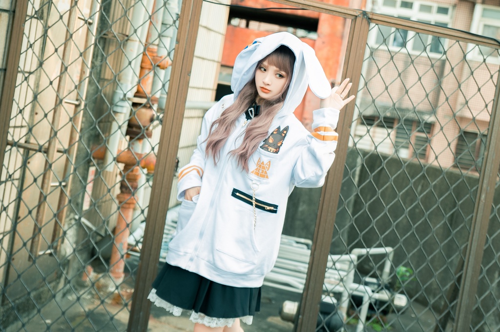 Jillpunk芝麻コラボアニメ 可愛い お宅 ニ次コン エジプト神話ベビー ウェネト女神 兎耳 ゆったり ファラオプリント 鎖チェーン長袖パーカ― フード付きジャケット オリジナル メンズ レディーズ おしゃれ 男女兼用 ファッション 秋葉系
