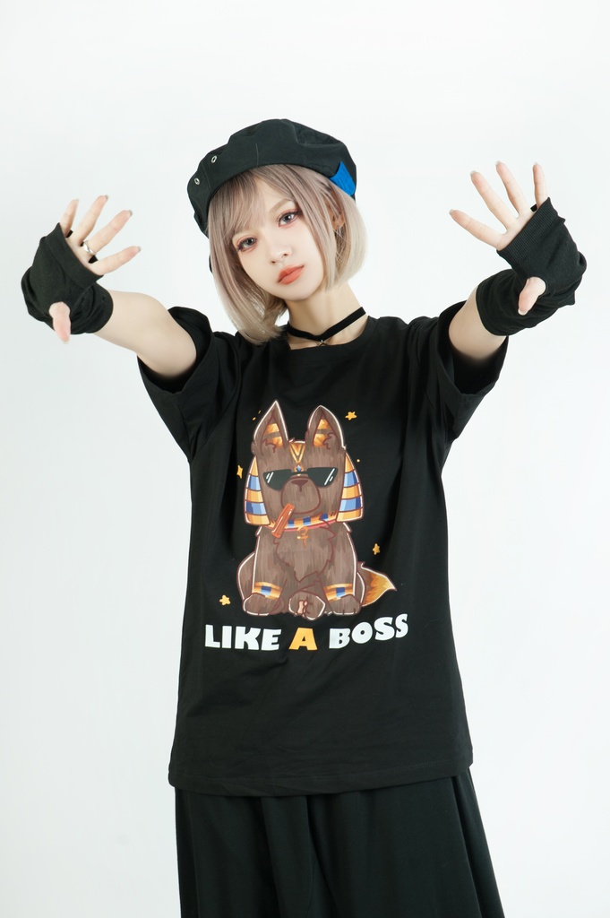 Jillpunk芝麻コラボアニメ 可愛い お宅 ニ次コン エジプト神話ベビー 東方神獸 マスコットモチーフプリント ゆったりサイズ 半袖 Tシャツ オリジナル メンズ レディーズ おしゃれ 男女兼用 ファッション 秋葉系