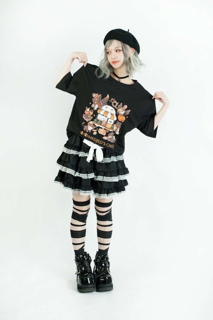 Jillpunk芝麻コラボアニメ 可愛い お宅 ニ次コン エジプト神話ベビー 東方神獸 マスコットモチーフプリント ゆったりサイズ 半袖 Tシャツ オリジナル メンズ レディーズ おしゃれ 男女兼用 ファッション 秋葉系