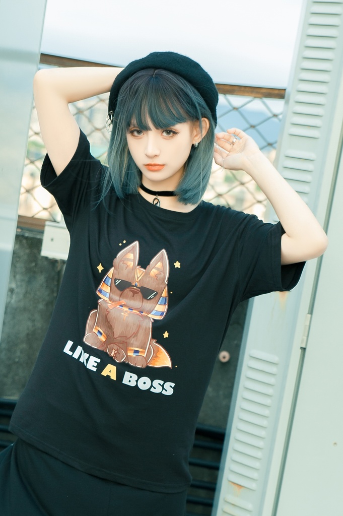 Jillpunk芝麻コラボアニメ 可愛い お宅 ニ次コン エジプト神話ベビー 東方神獸 マスコットモチーフプリント ゆったりサイズ 半袖 Tシャツ オリジナル メンズ レディーズ おしゃれ 男女兼用 ファッション 秋葉系