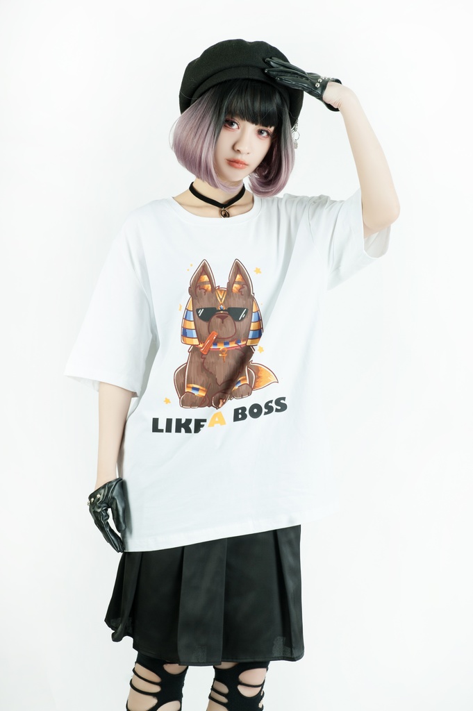 Jillpunk芝麻コラボアニメ 可愛い お宅 ニ次コン エジプト神話ベビー 東方神獸 マスコットモチーフプリント ゆったりサイズ 半袖 Tシャツ オリジナル メンズ レディーズ おしゃれ 男女兼用 ファッション 秋葉系