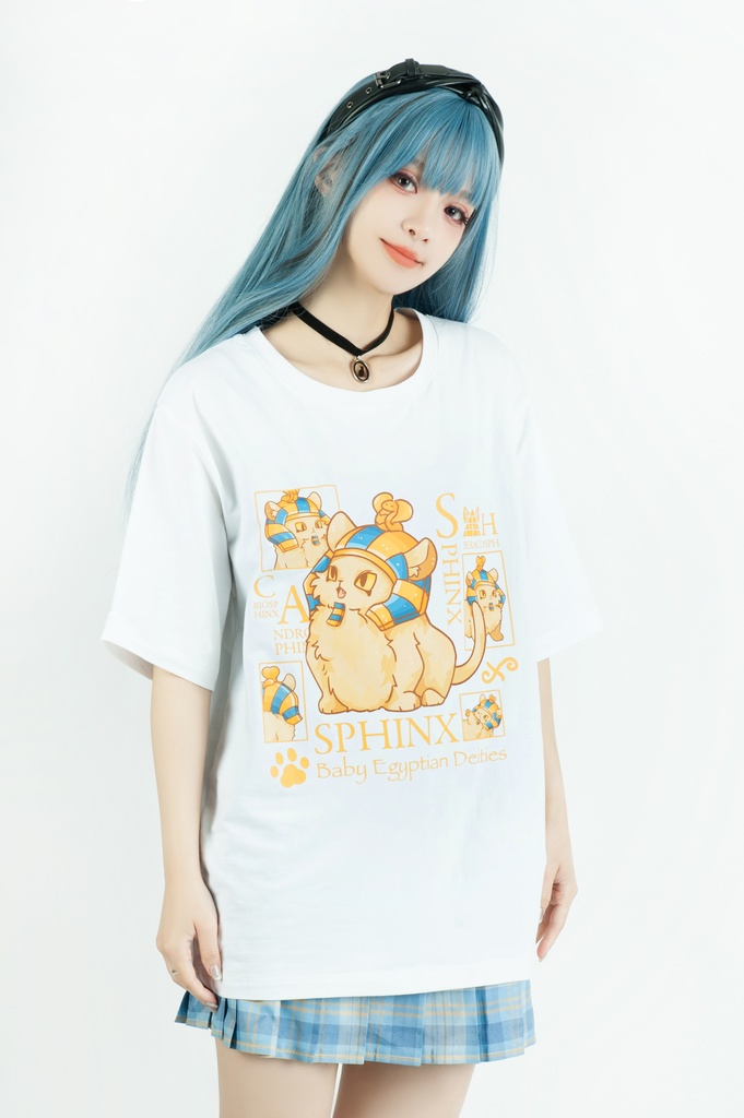 Jillpunk芝麻コラボアニメ 可愛い お宅 ニ次コン エジプト神話ベビー 東方神獸 マスコットモチーフプリント ゆったりサイズ 半袖 Tシャツ オリジナル メンズ レディーズ おしゃれ 男女兼用 ファッション 秋葉系