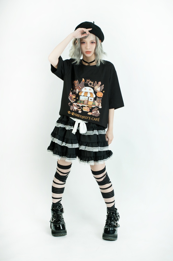 Jillpunk芝麻コラボアニメ 可愛い お宅 ニ次コン エジプト神話ベビー 東方神獸 マスコットモチーフプリント ゆったりサイズ 半袖 Tシャツ オリジナル メンズ レディーズ おしゃれ 男女兼用 ファッション 秋葉系