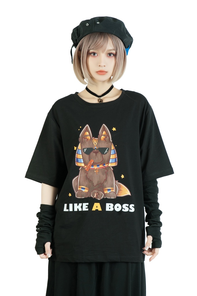 Jillpunk芝麻コラボアニメ 可愛い お宅 ニ次コン エジプト神話ベビー 東方神獸 マスコットモチーフプリント ゆったりサイズ 半袖 Tシャツ オリジナル メンズ レディーズ おしゃれ 男女兼用 ファッション 秋葉系