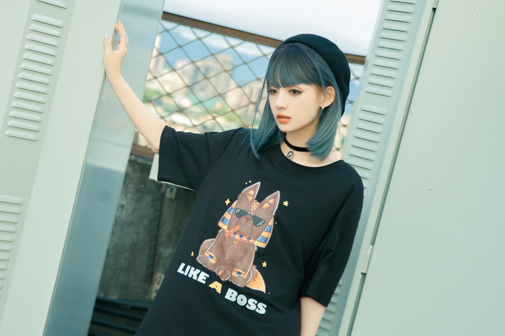 Jillpunk芝麻コラボアニメ 可愛い お宅 ニ次コン エジプト神話ベビー 東方神獸 マスコットモチーフプリント ゆったりサイズ 半袖 Tシャツ オリジナル メンズ レディーズ おしゃれ 男女兼用 ファッション 秋葉系