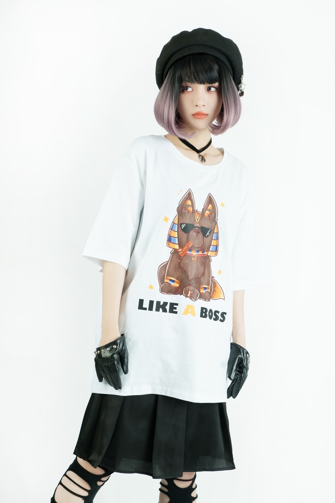 Jillpunk芝麻コラボアニメ 可愛い お宅 ニ次コン エジプト神話ベビー 東方神獸 マスコットモチーフプリント ゆったりサイズ 半袖 Tシャツ オリジナル メンズ レディーズ おしゃれ 男女兼用 ファッション 秋葉系