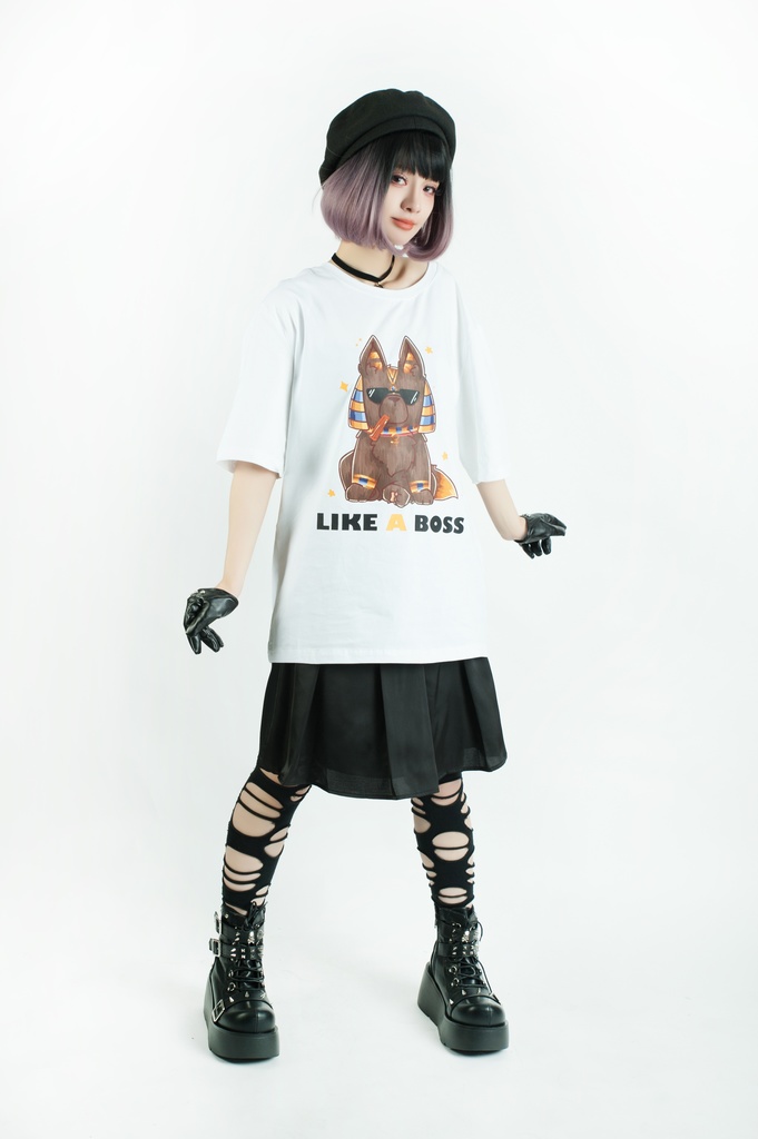 Jillpunk芝麻コラボアニメ 可愛い お宅 ニ次コン エジプト神話ベビー 東方神獸 マスコットモチーフプリント ゆったりサイズ 半袖 Tシャツ オリジナル メンズ レディーズ おしゃれ 男女兼用 ファッション 秋葉系