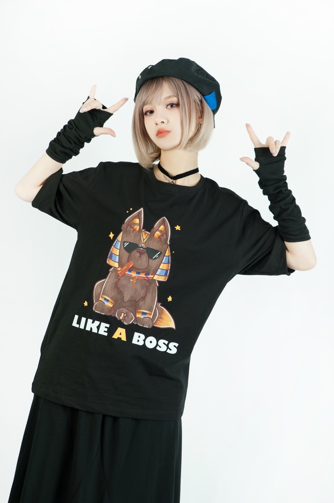 Jillpunk芝麻コラボアニメ 可愛い お宅 ニ次コン エジプト神話ベビー 東方神獸 マスコットモチーフプリント ゆったりサイズ 半袖 Tシャツ オリジナル メンズ レディーズ おしゃれ 男女兼用 ファッション 秋葉系