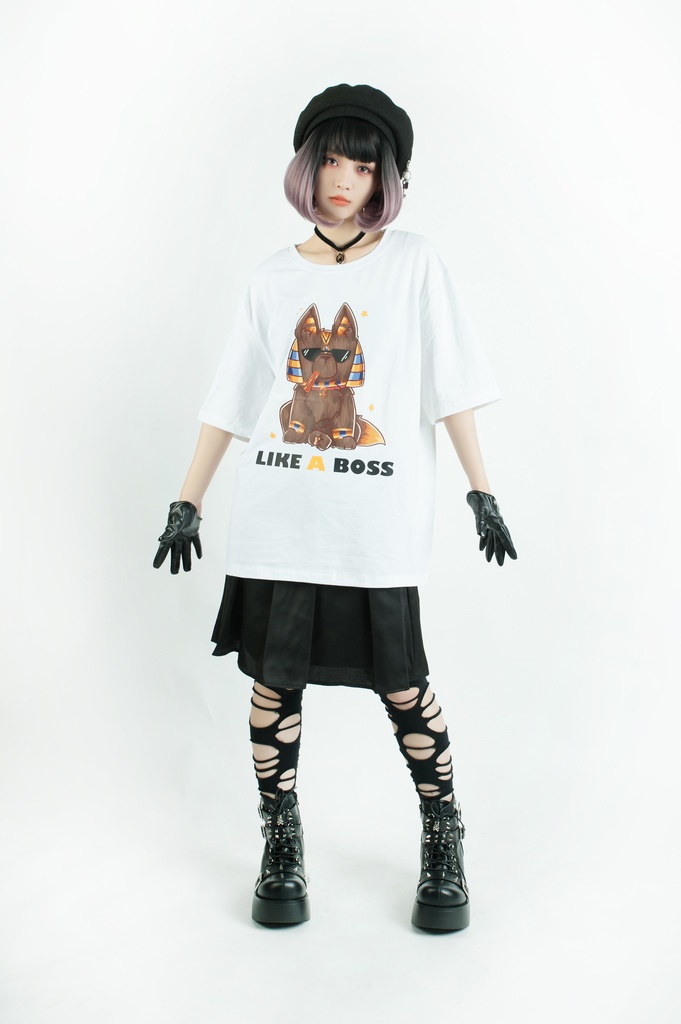 Jillpunk芝麻コラボアニメ 可愛い お宅 ニ次コン エジプト神話ベビー 東方神獸 マスコットモチーフプリント ゆったりサイズ 半袖 Tシャツ オリジナル メンズ レディーズ おしゃれ 男女兼用 ファッション 秋葉系