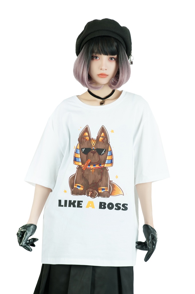 Jillpunk芝麻コラボアニメ 可愛い お宅 ニ次コン エジプト神話ベビー 東方神獸 マスコットモチーフプリント ゆったりサイズ 半袖 Tシャツ オリジナル メンズ レディーズ おしゃれ 男女兼用 ファッション 秋葉系