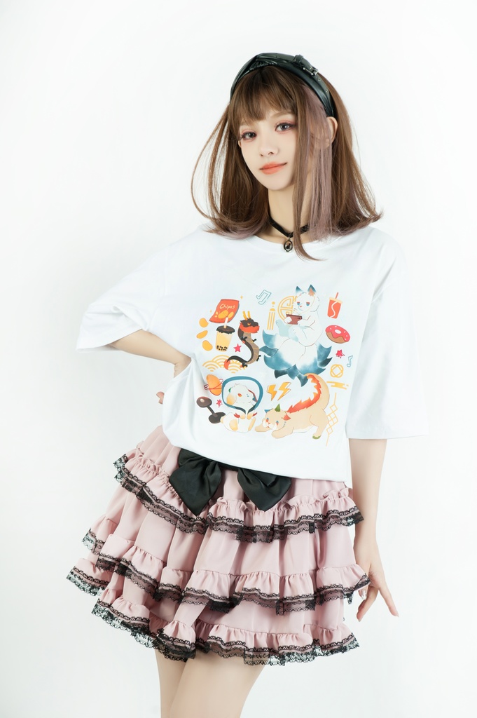 Jillpunk芝麻コラボアニメ 可愛い お宅 ニ次コン エジプト神話ベビー 東方神獸 マスコットモチーフプリント ゆったりサイズ 半袖 Tシャツ オリジナル メンズ レディーズ おしゃれ 男女兼用 ファッション 秋葉系