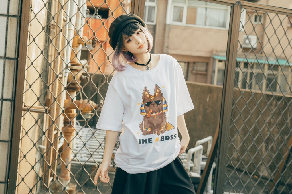 Jillpunk芝麻コラボアニメ 可愛い お宅 ニ次コン エジプト神話ベビー 東方神獸 マスコットモチーフプリント ゆったりサイズ 半袖 Tシャツ オリジナル メンズ レディーズ おしゃれ 男女兼用 ファッション 秋葉系