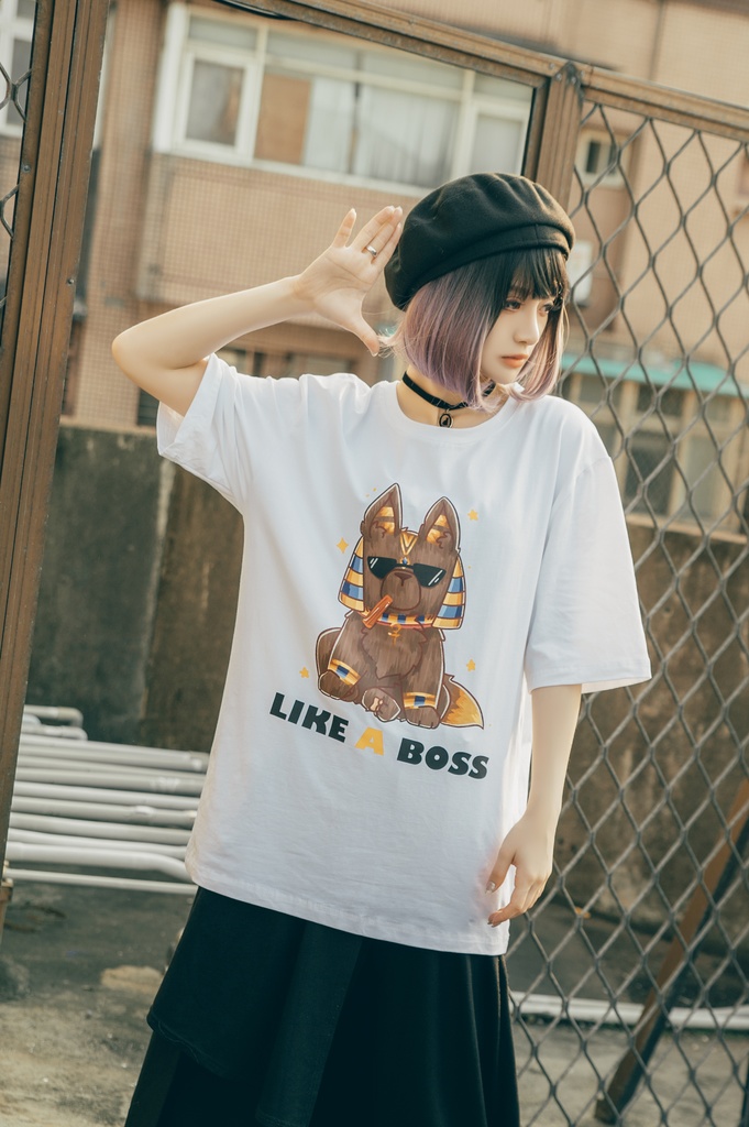 Jillpunk芝麻コラボアニメ 可愛い お宅 ニ次コン エジプト神話ベビー 東方神獸 マスコットモチーフプリント ゆったりサイズ 半袖 Tシャツ オリジナル メンズ レディーズ おしゃれ 男女兼用 ファッション 秋葉系