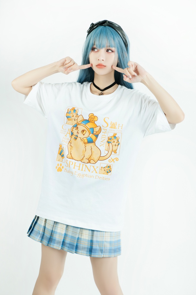 Jillpunk芝麻コラボアニメ 可愛い お宅 ニ次コン エジプト神話ベビー 東方神獸 マスコットモチーフプリント ゆったりサイズ 半袖 Tシャツ オリジナル メンズ レディーズ おしゃれ 男女兼用 ファッション 秋葉系