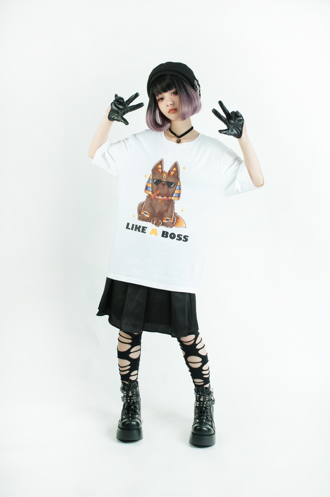 Jillpunk芝麻コラボアニメ 可愛い お宅 ニ次コン エジプト神話ベビー 東方神獸 マスコットモチーフプリント ゆったりサイズ 半袖 Tシャツ オリジナル メンズ レディーズ おしゃれ 男女兼用 ファッション 秋葉系