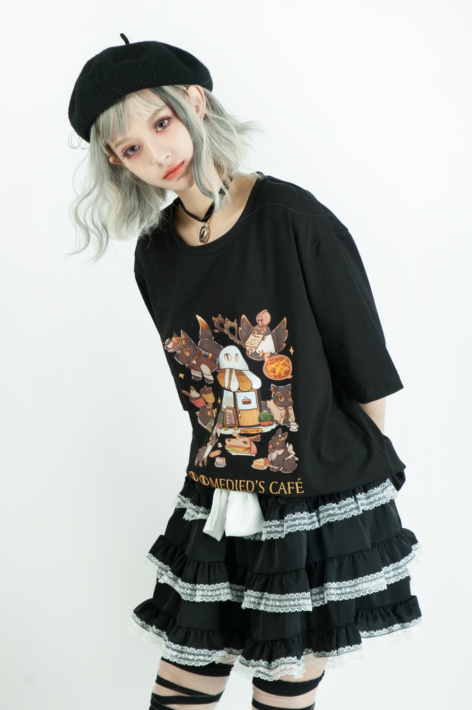 Jillpunk芝麻コラボアニメ 可愛い お宅 ニ次コン エジプト神話ベビー 東方神獸 マスコットモチーフプリント ゆったりサイズ 半袖 Tシャツ オリジナル メンズ レディーズ おしゃれ 男女兼用 ファッション 秋葉系