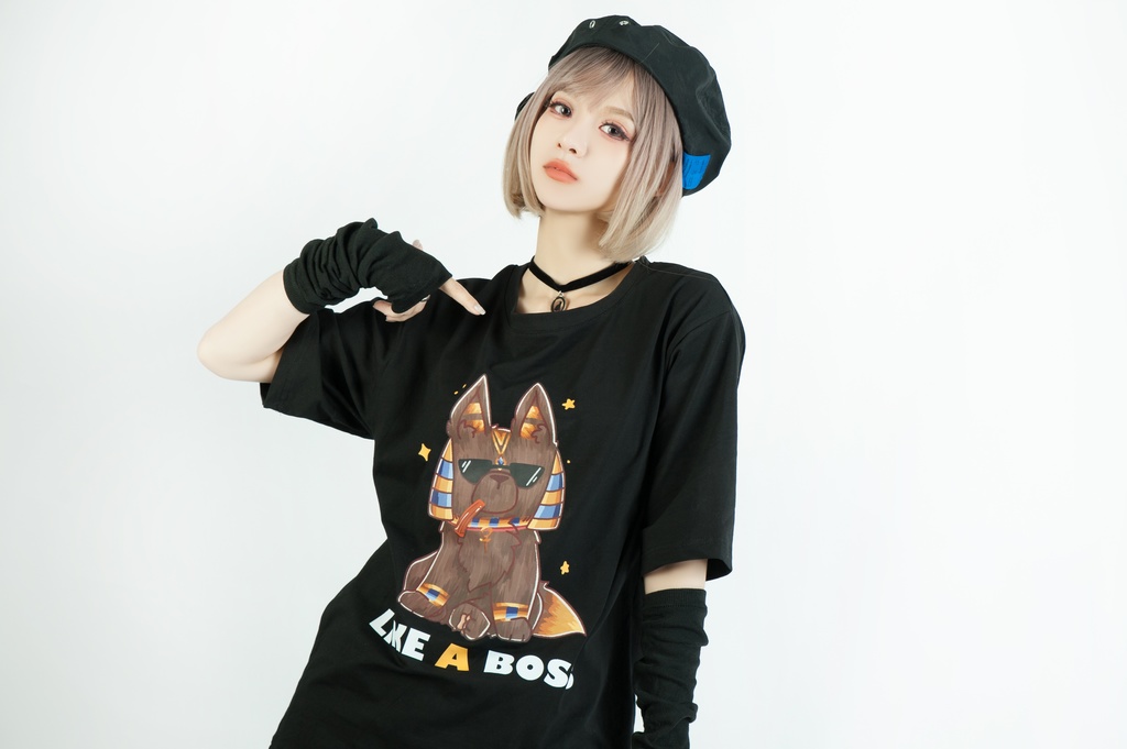 Jillpunk芝麻コラボアニメ 可愛い お宅 ニ次コン エジプト神話ベビー 東方神獸 マスコットモチーフプリント ゆったりサイズ 半袖 Tシャツ オリジナル メンズ レディーズ おしゃれ 男女兼用 ファッション 秋葉系