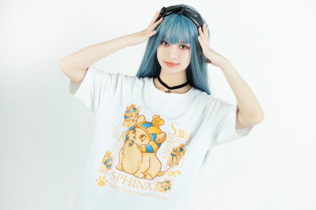 Jillpunk芝麻コラボアニメ 可愛い お宅 ニ次コン エジプト神話ベビー 東方神獸 マスコットモチーフプリント ゆったりサイズ 半袖 Tシャツ オリジナル メンズ レディーズ おしゃれ 男女兼用 ファッション 秋葉系