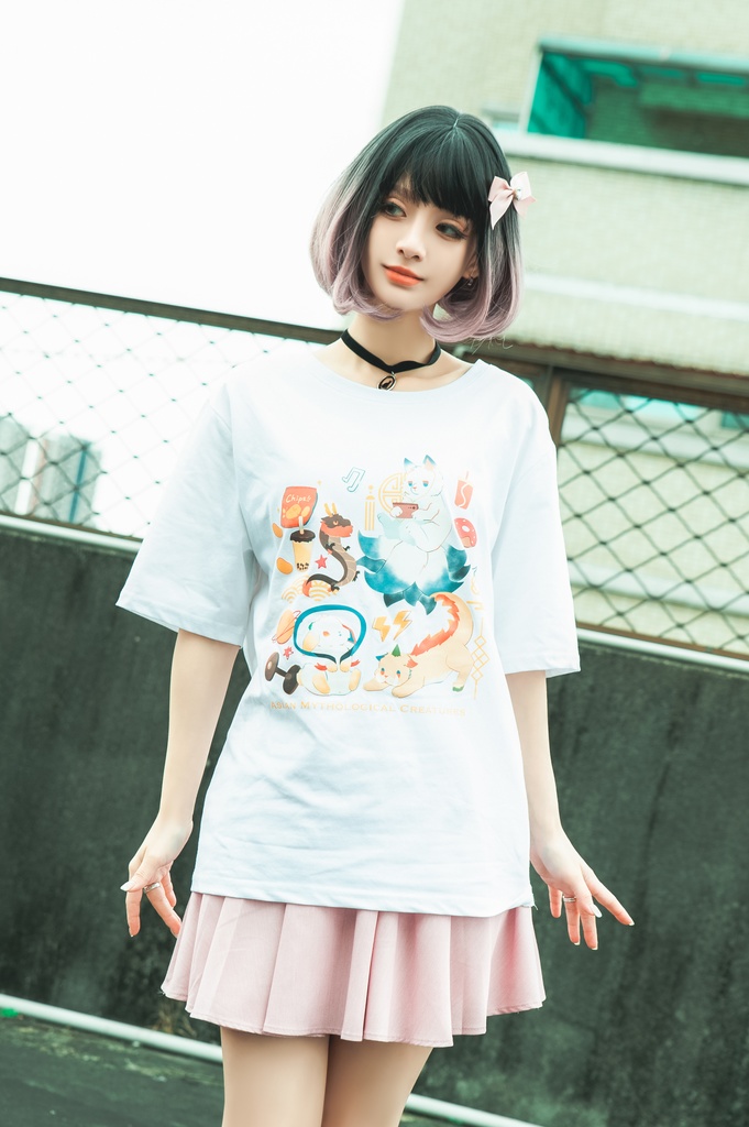 Jillpunk芝麻コラボアニメ 可愛い お宅 ニ次コン エジプト神話ベビー 東方神獸 マスコットモチーフプリント ゆったりサイズ 半袖 Tシャツ オリジナル メンズ レディーズ おしゃれ 男女兼用 ファッション 秋葉系