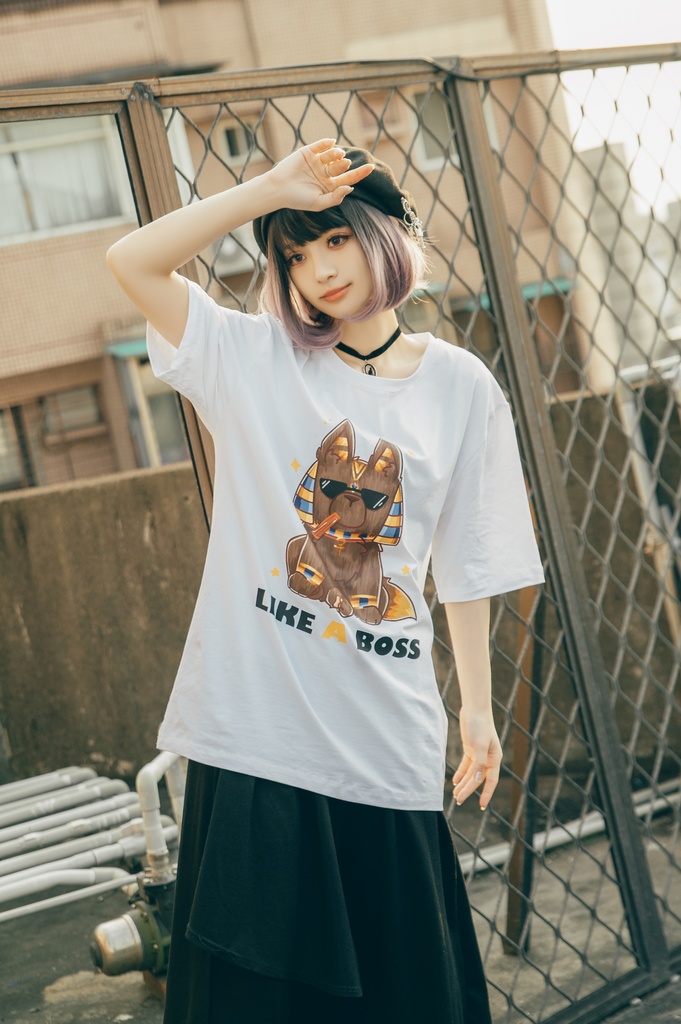 Jillpunk芝麻コラボアニメ 可愛い お宅 ニ次コン エジプト神話ベビー 東方神獸 マスコットモチーフプリント ゆったりサイズ 半袖 Tシャツ オリジナル メンズ レディーズ おしゃれ 男女兼用 ファッション 秋葉系