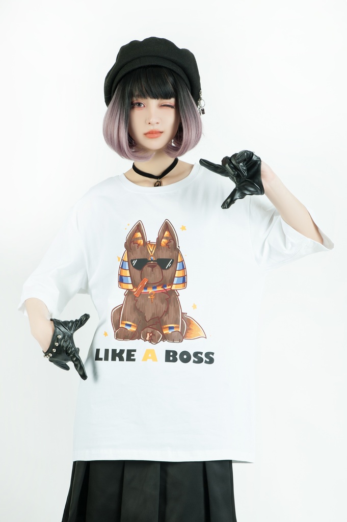 Jillpunk芝麻コラボアニメ 可愛い お宅 ニ次コン エジプト神話ベビー 東方神獸 マスコットモチーフプリント ゆったりサイズ 半袖 Tシャツ オリジナル メンズ レディーズ おしゃれ 男女兼用 ファッション 秋葉系