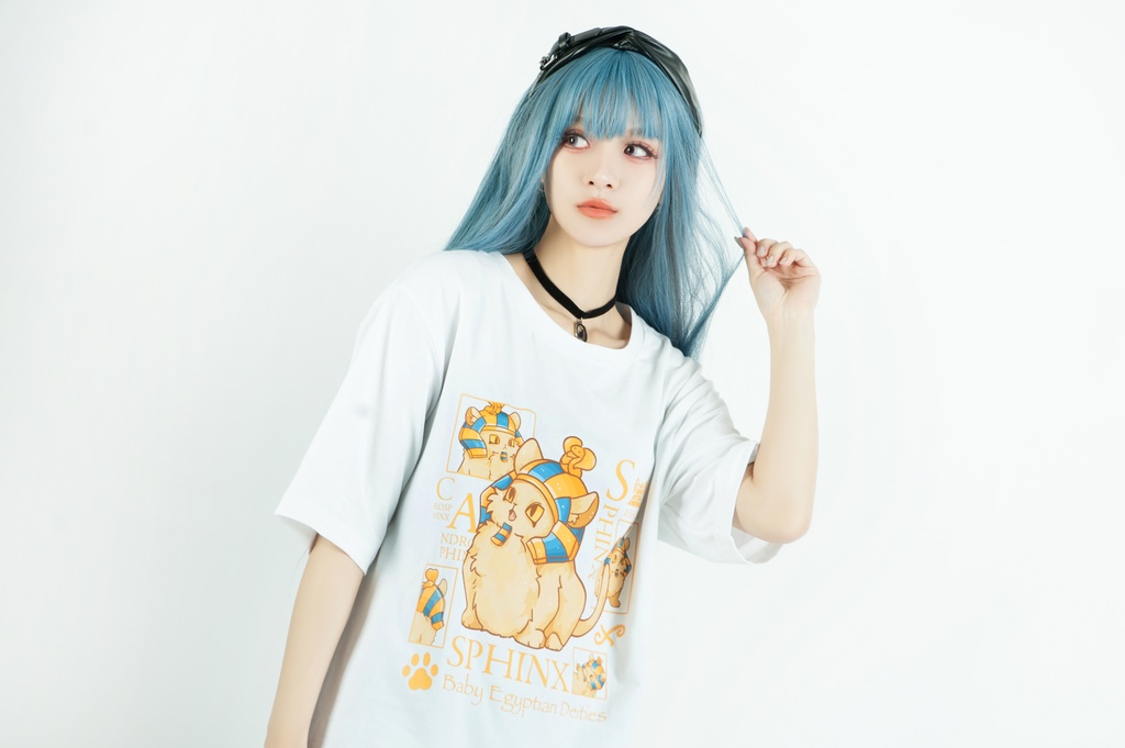 Jillpunk芝麻コラボアニメ 可愛い お宅 ニ次コン エジプト神話ベビー 東方神獸 マスコットモチーフプリント ゆったりサイズ 半袖 Tシャツ オリジナル メンズ レディーズ おしゃれ 男女兼用 ファッション 秋葉系