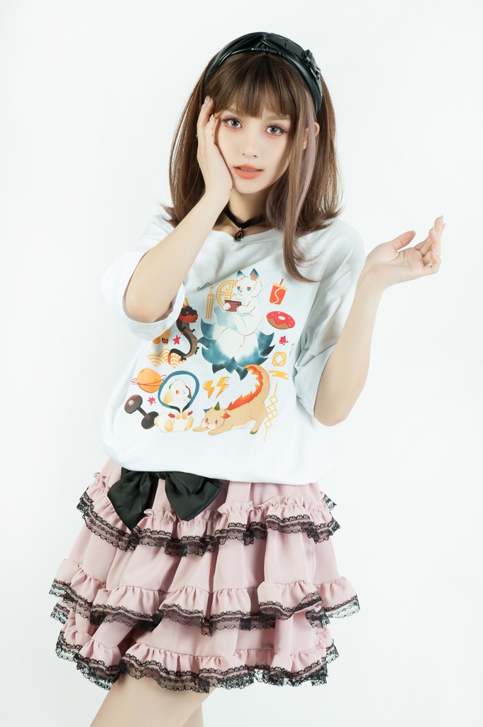 Jillpunk芝麻コラボアニメ 可愛い お宅 ニ次コン エジプト神話ベビー 東方神獸 マスコットモチーフプリント ゆったりサイズ 半袖 Tシャツ オリジナル メンズ レディーズ おしゃれ 男女兼用 ファッション 秋葉系