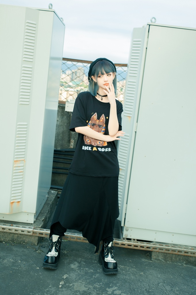 Jillpunk芝麻コラボアニメ 可愛い お宅 ニ次コン エジプト神話ベビー 東方神獸 マスコットモチーフプリント ゆったりサイズ 半袖 Tシャツ オリジナル メンズ レディーズ おしゃれ 男女兼用 ファッション 秋葉系