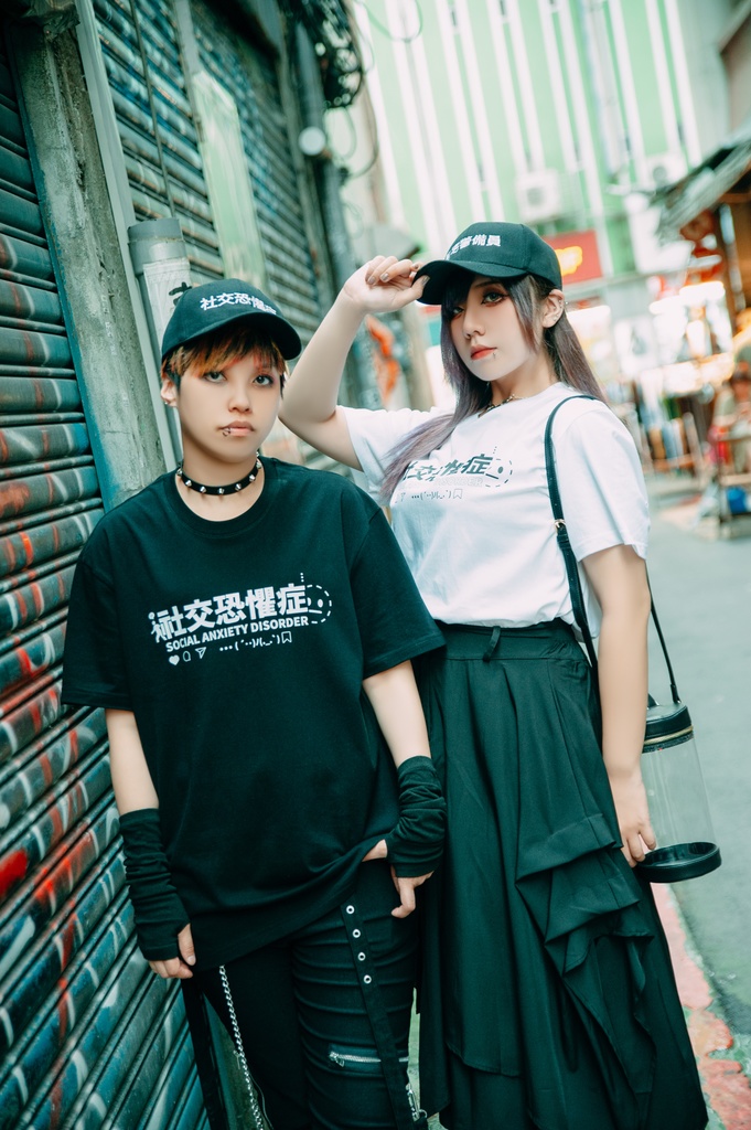 Jillpunk 二次コン 社交恐怖症 超かわいい お宅 顔文字 アルファベット漢字プリント ゆったり 100%綿 半袖Tシャツ オリジナル メンズ レディー おしゃれ大きいサイズ男女兼用ファッション秋葉系