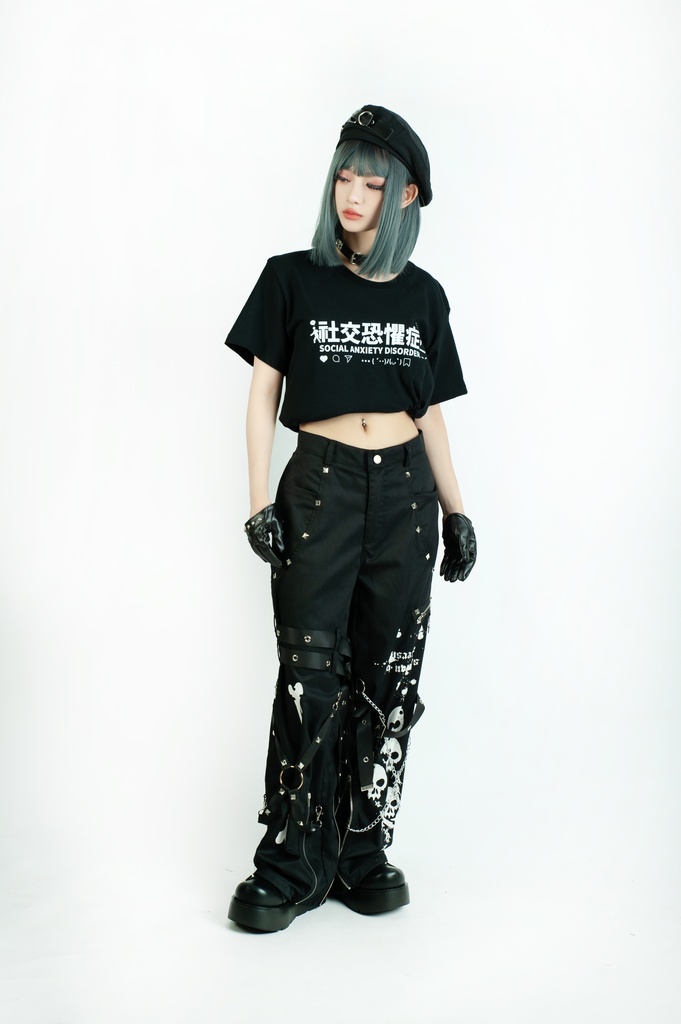 Jillpunk 二次コン 社交恐怖症 超かわいい お宅 顔文字 アルファベット漢字プリント ゆったり 100%綿 半袖Tシャツ オリジナル メンズ レディー おしゃれ大きいサイズ男女兼用ファッション秋葉系