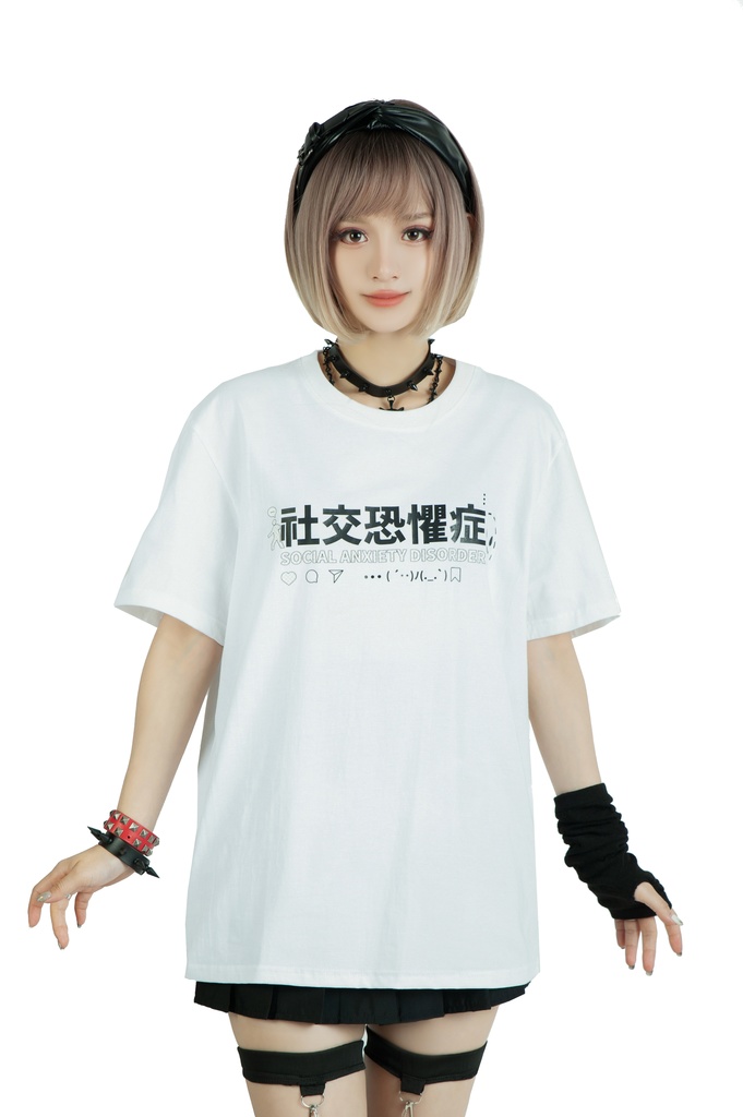 Jillpunk 二次コン 社交恐怖症 超かわいい お宅 顔文字 アルファベット漢字プリント ゆったり 100%綿 半袖Tシャツ オリジナル メンズ レディー おしゃれ大きいサイズ男女兼用ファッション秋葉系