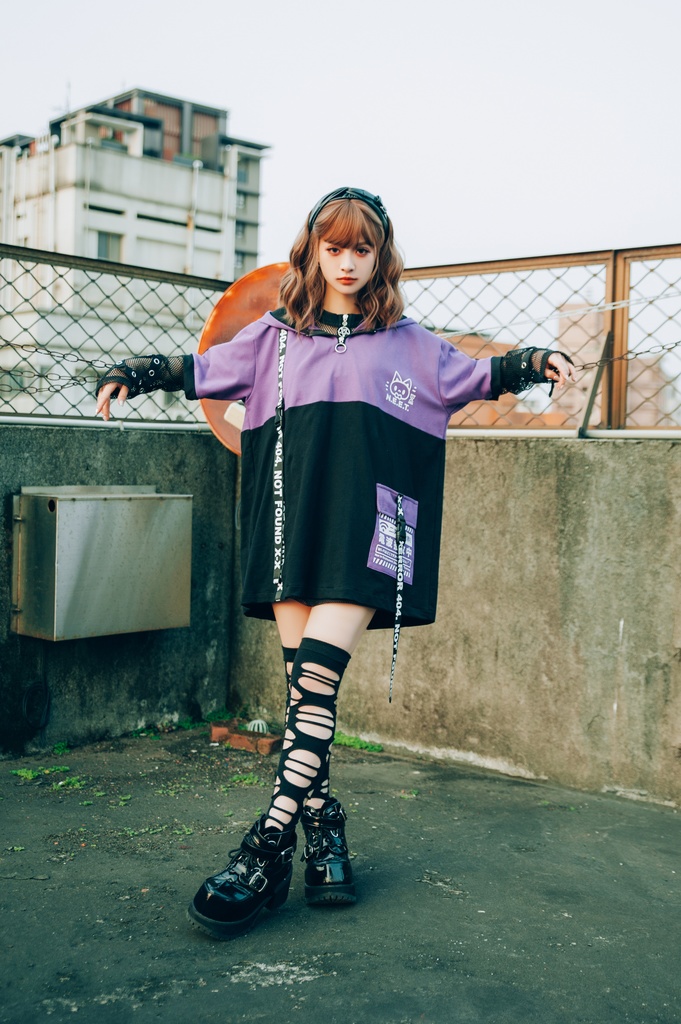 Jillpunk可愛いお宅 アニメ ニ次コン 機動警察 NEET 自宅警備員 電波ネコ ジッパーネック 工業風ポケット 猫耳 樹脂バックルベルト付き ゆったり半袖 パーカー オリジナル メンズ レディーズ おしゃれ 男女兼用 ファッション 秋葉系