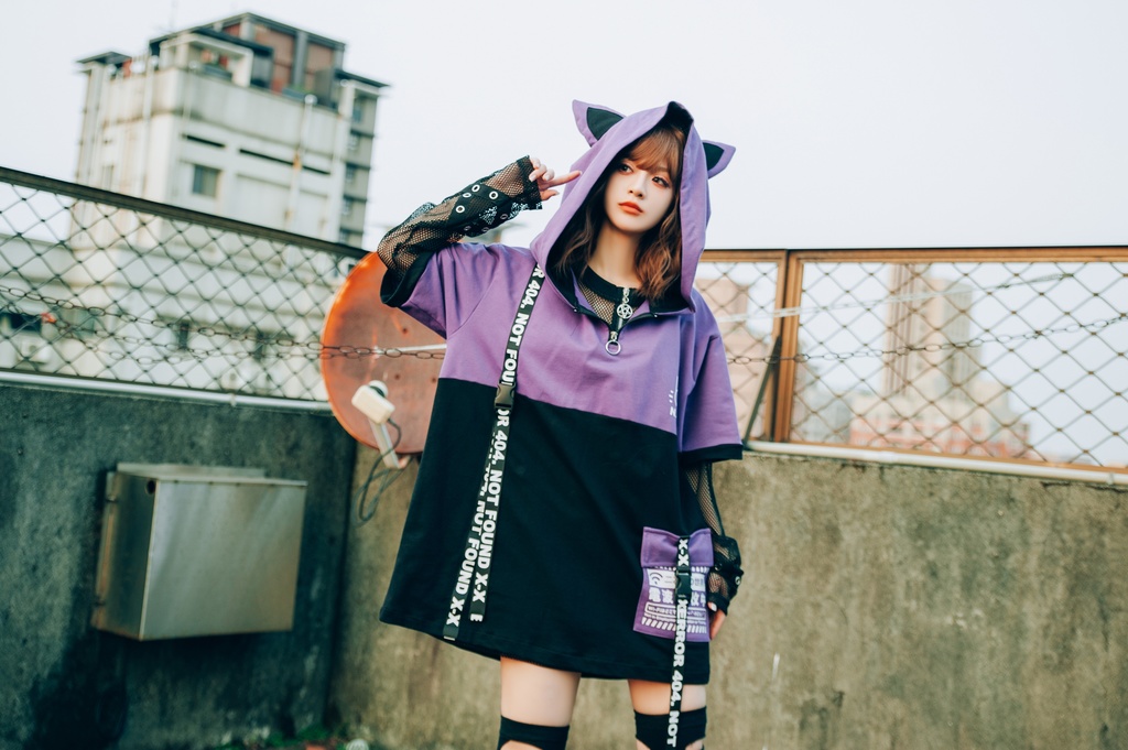 Jillpunk可愛いお宅 アニメ ニ次コン 機動警察 NEET 自宅警備員 電波ネコ ジッパーネック 工業風ポケット 猫耳 樹脂バックルベルト付き ゆったり半袖 パーカー オリジナル メンズ レディーズ おしゃれ 男女兼用 ファッション 秋葉系