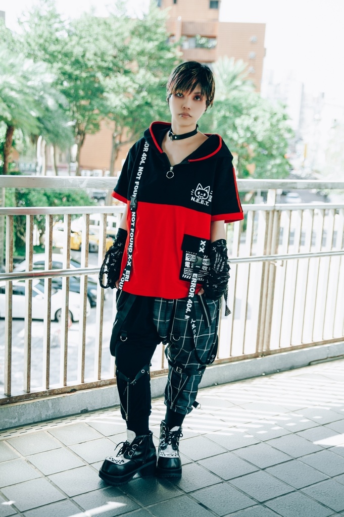 Jillpunk可愛いお宅 アニメ ニ次コン 機動警察 NEET 自宅警備員 電波ネコ ジッパーネック 工業風ポケット 猫耳 樹脂バックルベルト付き ゆったり半袖 パーカー オリジナル メンズ レディーズ おしゃれ 男女兼用 ファッション 秋葉系