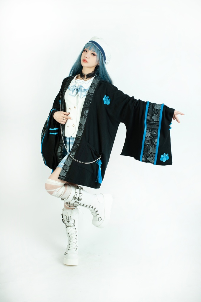 Jillpunk 和風モード 和柄 戦国武将物語 豊臣秀吉 夢のまた夢 武将譚 家紋刺繡 チャイナ結びタッセル付き 振袖現代羽織 和装ジャケット オリジナル メンズ レディー V系 カッコいい おしゃれ 男女兼用ファッション