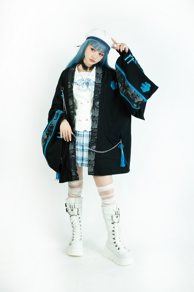 Jillpunk 和風モード 和柄 戦国武将物語 豊臣秀吉 夢のまた夢 武将譚 家紋刺繡 チャイナ結びタッセル付き 振袖現代羽織 和装ジャケット オリジナル メンズ レディー V系 カッコいい おしゃれ 男女兼用ファッション