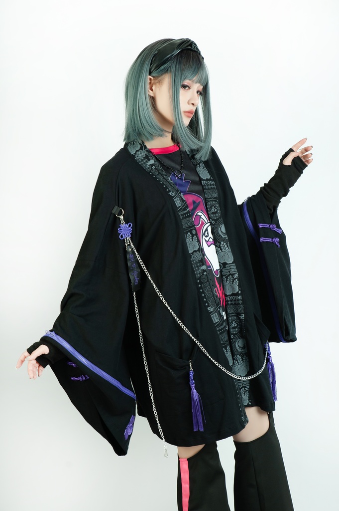 Jillpunk 和風モード 和柄 戦国武将物語 豊臣秀吉 夢のまた夢 武将譚 家紋刺繡 チャイナ結びタッセル付き 振袖現代羽織 和装ジャケット オリジナル メンズ レディー V系 カッコいい おしゃれ 男女兼用ファッション