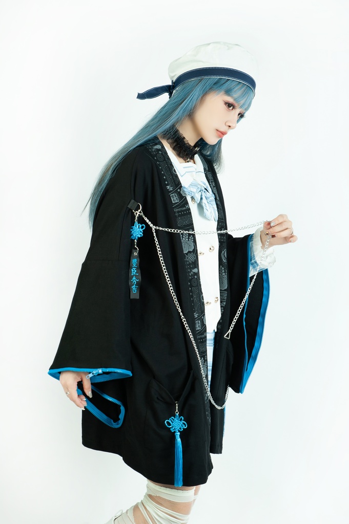 Jillpunk 和風モード 和柄 戦国武将物語 豊臣秀吉 夢のまた夢 武将譚 家紋刺繡 チャイナ結びタッセル付き 振袖現代羽織 和装ジャケット オリジナル メンズ レディー V系 カッコいい おしゃれ 男女兼用ファッション